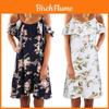 Damen Blumen Off-Shoulder Trägerkleid Für Mühelosen Lässigen Strandstil