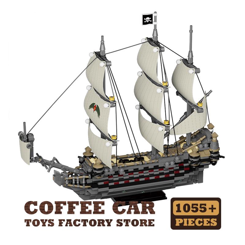 Ungiftige Segelschiff Moc Bausteine Puzzle Spielzeug Piratenschiff Modellbausatz Schwarze Segelboot Bausteine Mit Basis DIY Dekoration Kinder Erwachsenen Geschenk