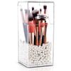 Transparent Flip-Top Acrylic Dustproof Makeup Brush and Pen Holder