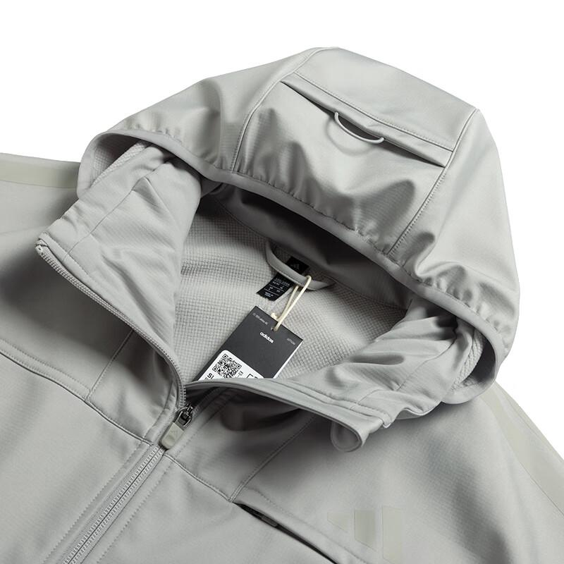 Adidas Men's Metallic Grey Hooded Sports Jacket KG5179
