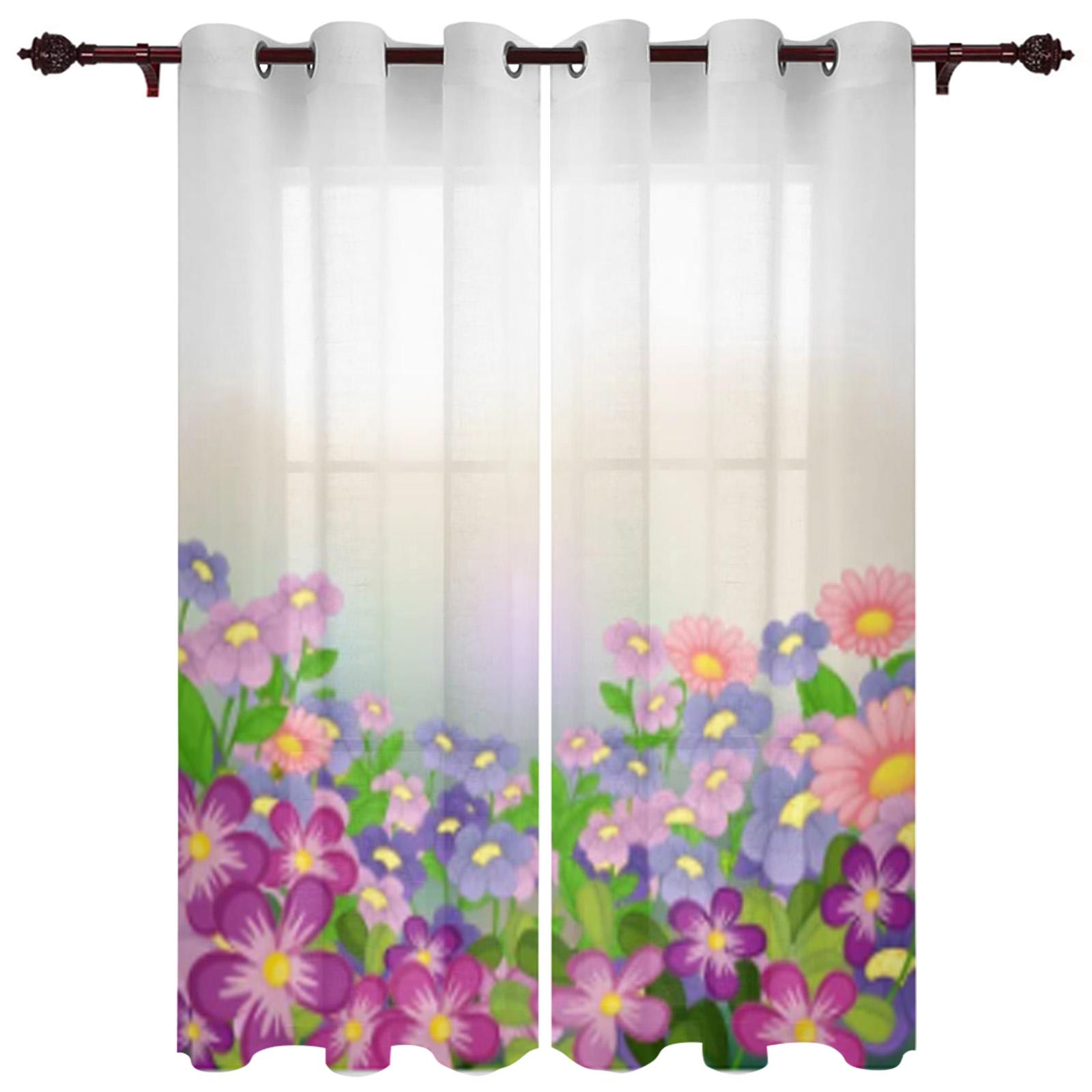 Фиолетовый завод цветок оконная занавеска спальня гостиная оконные шторы кухонные — фото 19