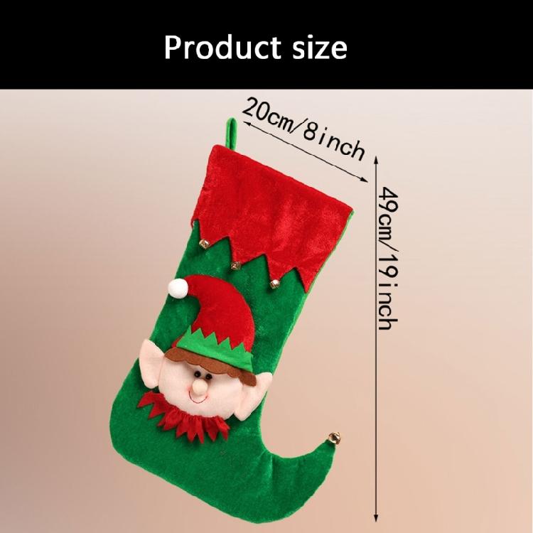 Cartoon Elf Christmas Stockings Ornament Candy Gift Bag Christmas Hanging Socks For Tree Fireplaces Decoration