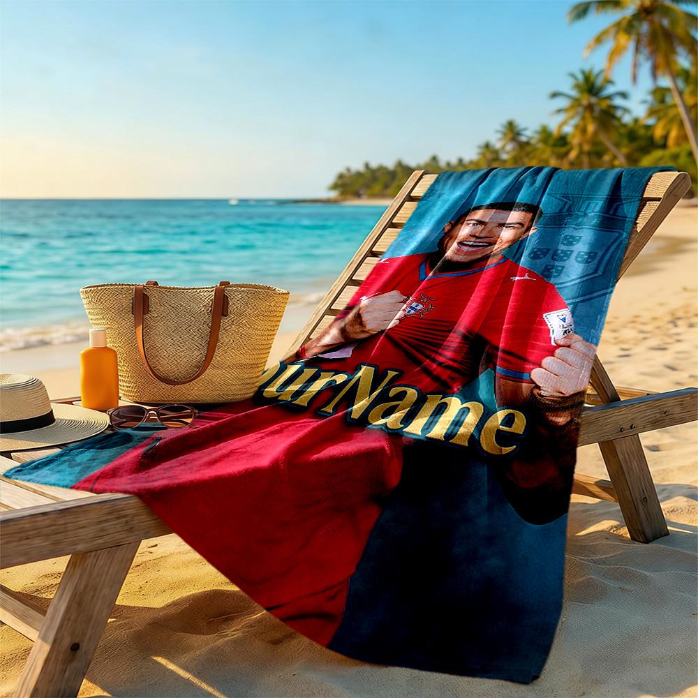 Cristiano Ronaldo Customized Name Beach Towel Super Soft & Absorbent Perfect for Traveling Yoga Camping and Swimming