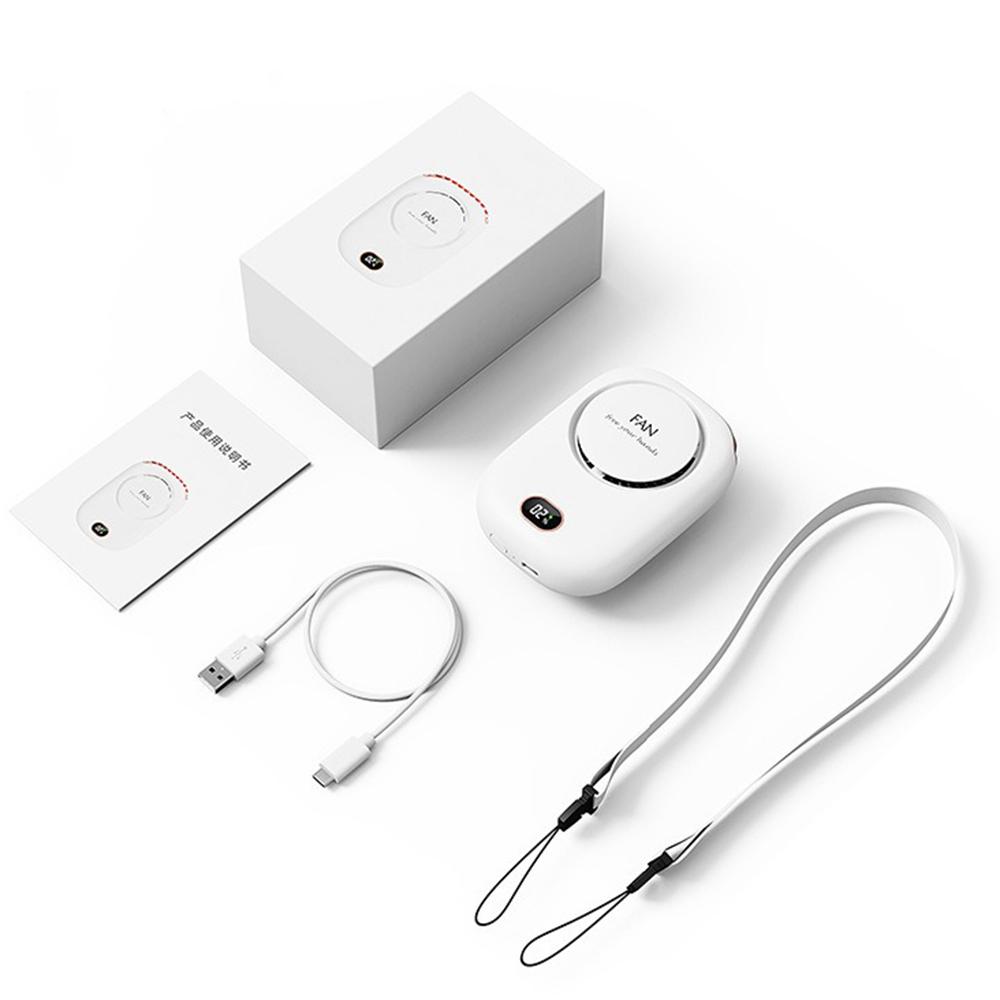 Bärbar hängande halsfläkt, 2000mAh bärbar minifläkt, batteridriven USB-uppladdningsbar 3-hastighets luftkylare för utomhusresor
