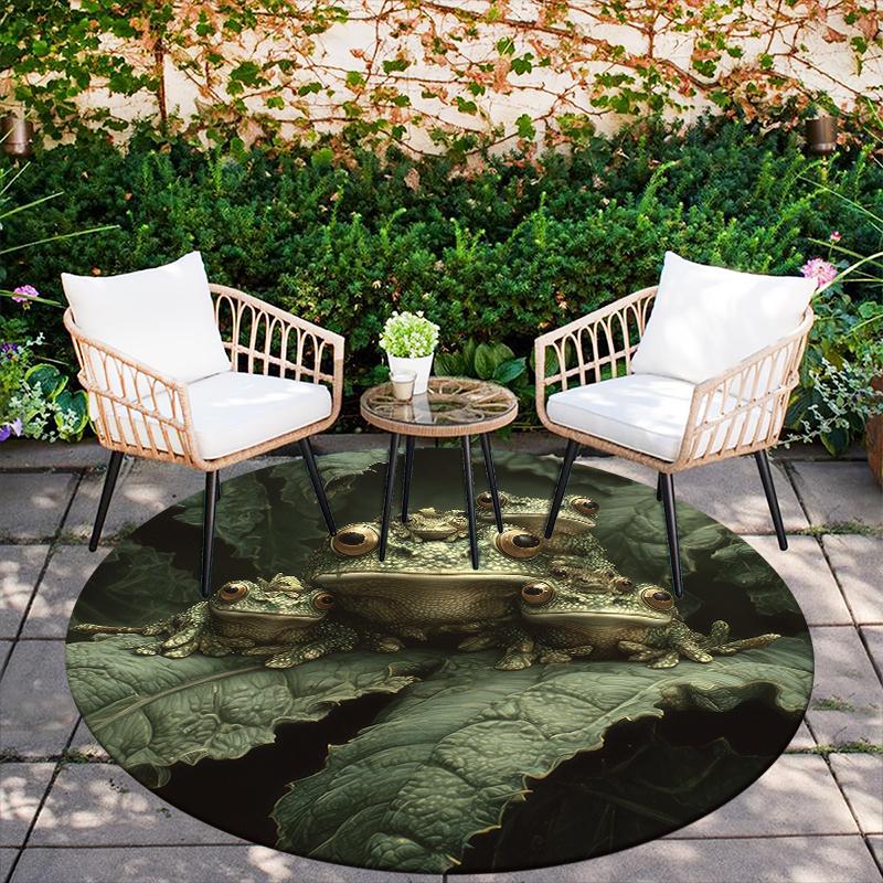 Frog pattern round rug,Carpet Rug for Living Room Bedroom Sofa Playroom Decor,Non-slip Floor Mat,Holiday Gifts and Birthday Gifts