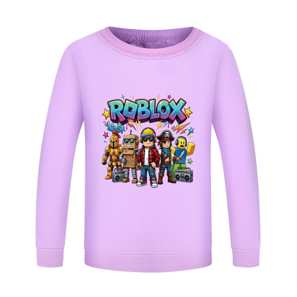 5574 Kids Boys Girls Roblox Print Round Neck Long Sleeves Sweatshirt
