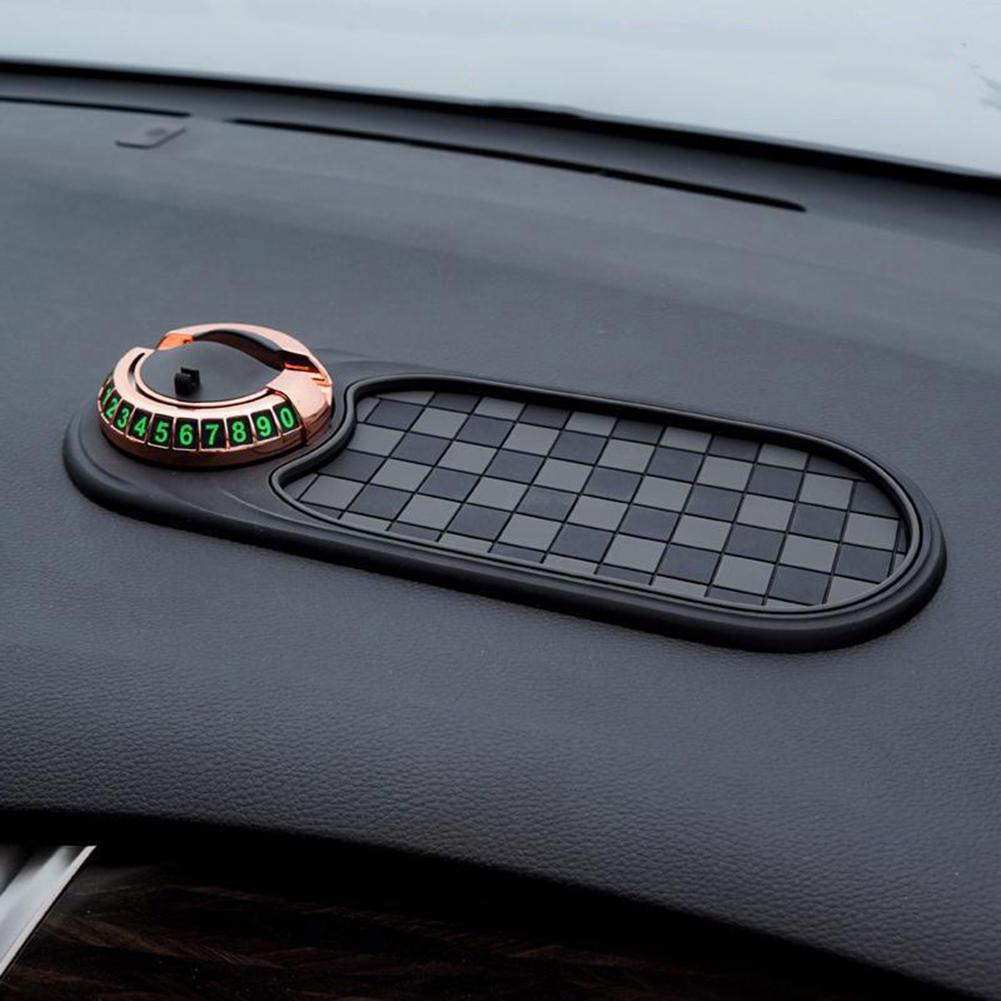 Car Dash Grip Pad with Parking Numbe Plate 360 Degree Rotating Car Phone Holder Anti-Slip Car Cell Phones Keys Dashboard Mat