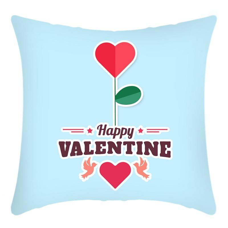 

Office Sofa Cushion Cover Light Blue Valentine Heart Shape Print Luxury Home Decor Cushion Cover 40x40cm