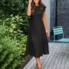 Women Dress Flying Sleeves Large Hem Summer Smocked Tiered Dress Streetwear