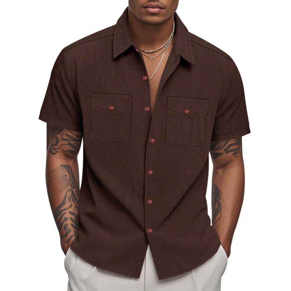 

Однотонные рубашки с короткими рукавами для мужчин летом — повседневные, свободные, удобные и модные. Мужская рубашка поло с коротким рукавом XXXL коричневый