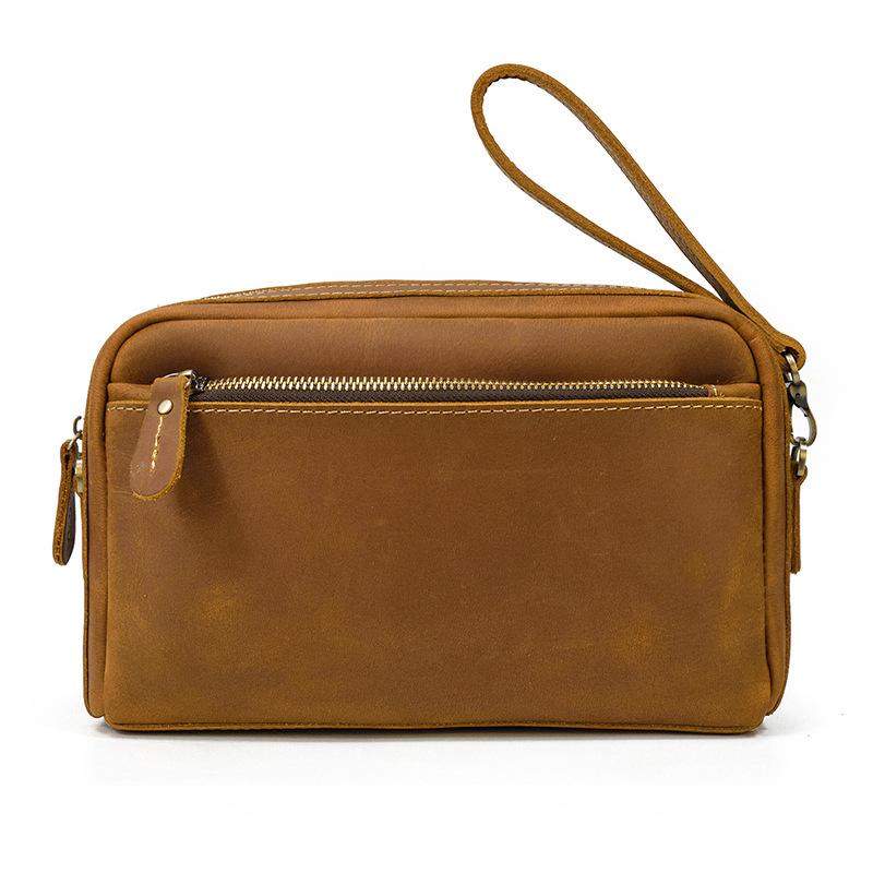 Leather Shoulder Bag, Men'S And Women'S Small Messenger Bag, Black Clutch Wallet, Multi-Functional Storage Bag