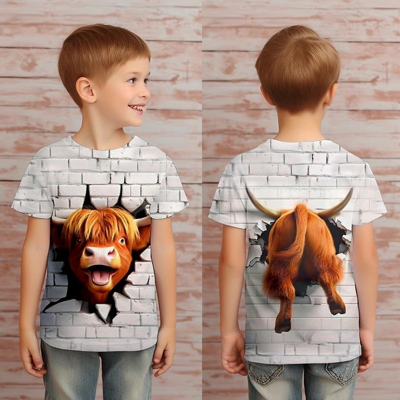Boys' 3D Graphicl T Shirt Tee Short Sleeve 3D Print Sports Fashion Streetwear Kids 4-12 Years Crew Neck Casual