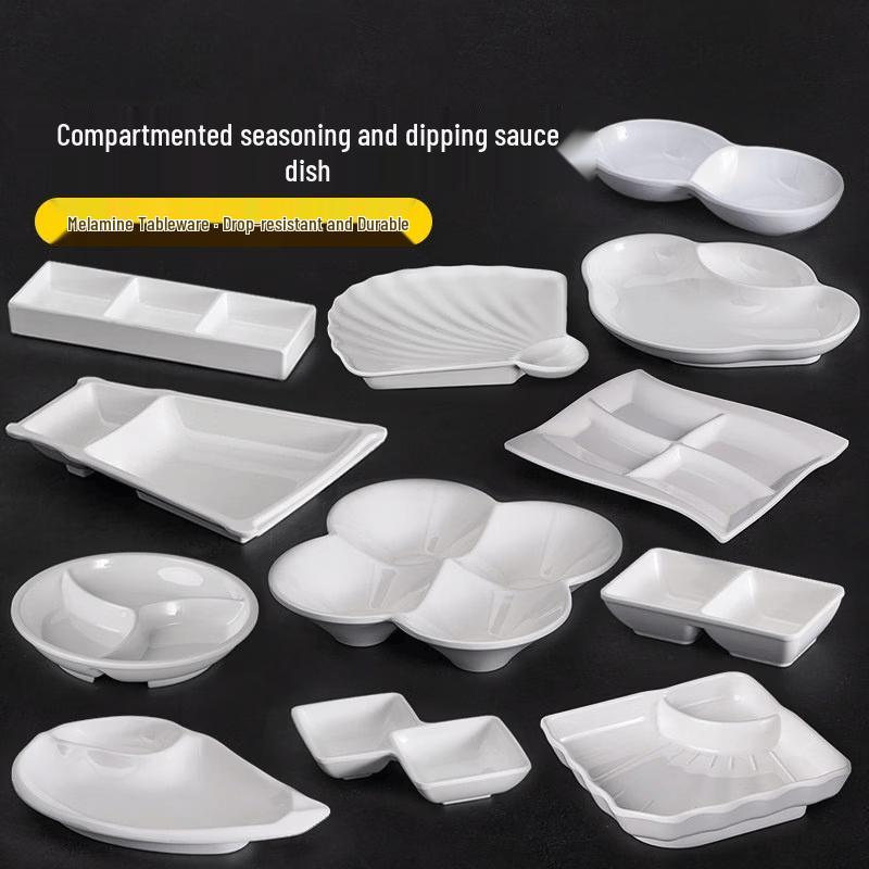 Elegant 3-Compartment Melamine Dipping Dish