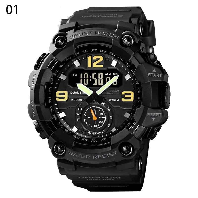 Cool Outdoor Shockproof Plastic Men's Watch Large Dial Sports Pin Buckle Digital Display Synchronous Machine Electronic Watch