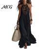 Pleated Skirt Women Women's Sheer Lace Halter Maxi Dress, Sleeveless Floral Off Shoulder Dress Patchwork A-line Long Summer Vacation Flowy Sundress