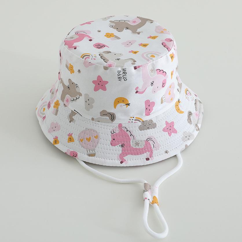 2025 Children's Cartoon Bucket Hat: Cute Car & Dinosaur Print, Summer Cotton Beach Fisherman Hat