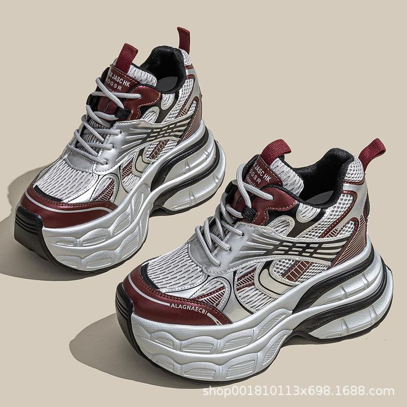 Inner heightening women's shoes 12cm new breathable dad shoes platform mesh small sports casual shoes women A8931