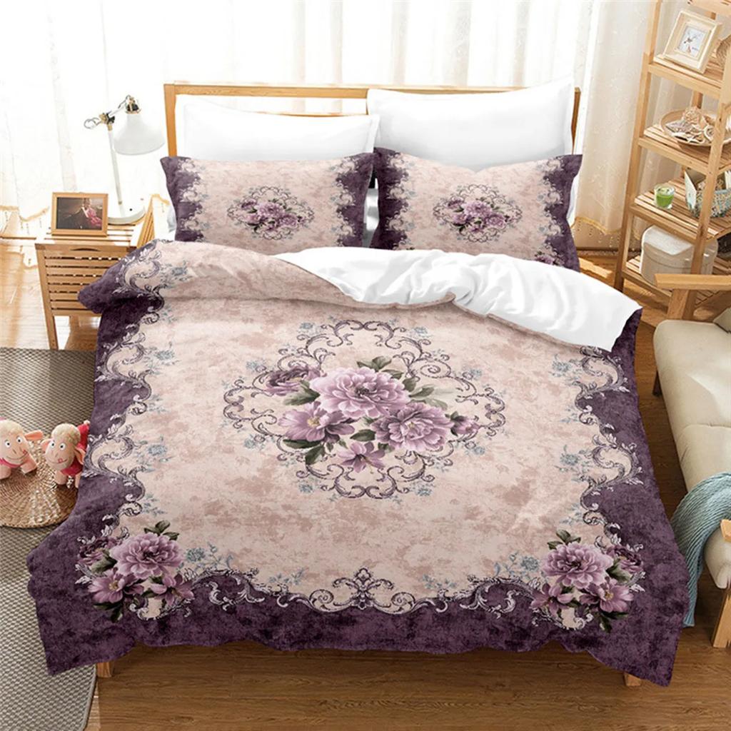 Luxurious Retro Flowers and Plants Duvet Cover Microfiber Exotic European Style Flowers for Women Gifts Bedroom Decoration King