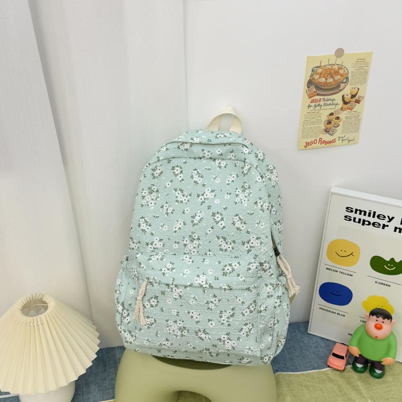 Schoolbag New Japanese Ins Style Literary Floral Schoolbag Women's High Value Fresh and Versatile Backpack Leisure Travel Backpack