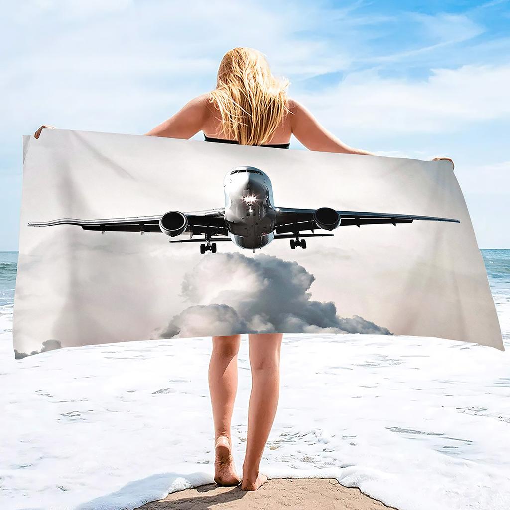 Airplane Pattern Series Seaside Vacation Beach Towel Swimming Bath Towel Sports Towel