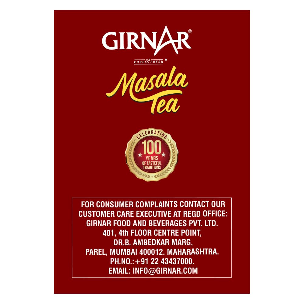 Girnar Kesari Masala Tea Ginger Flavored 25 Tea Bags High Caffeine Aromatic Indian Spices