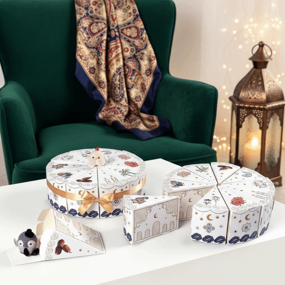 10 Pieces/Bag Creative Paper Cake Shaped Gift Box Middle East Triangular Ramadan Gift Packaging Box Cute Present Box Party