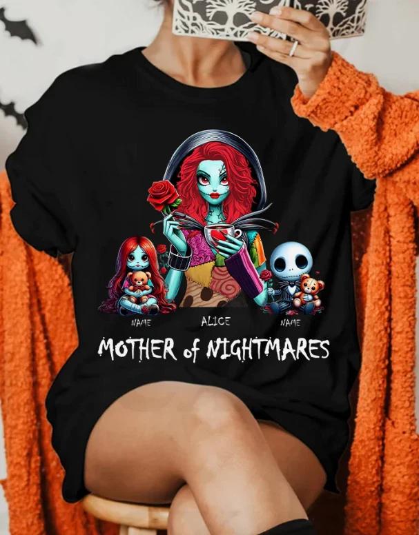 Personalized Mother Of Nightmares Shirt For Mom, Halloween Tee With Kids Name S