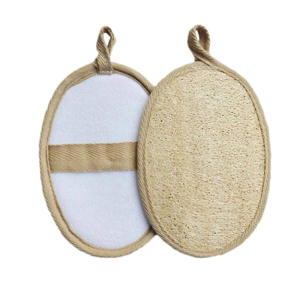 2Pcs Natural Loofah Body Shower Scrubber Bath Exfoliating Sponge Soft Shower Brush With Hook Towel Sponge Merchandises Scrubber