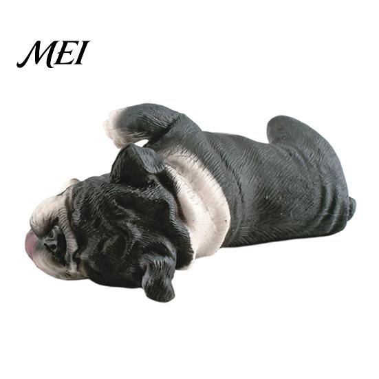 Decorative Dog Statue Simulated Sleeping Model, Realistic Lying French Bulldog Figurine, Mini Handcrafted Figurine PVC Animal Educational Toy