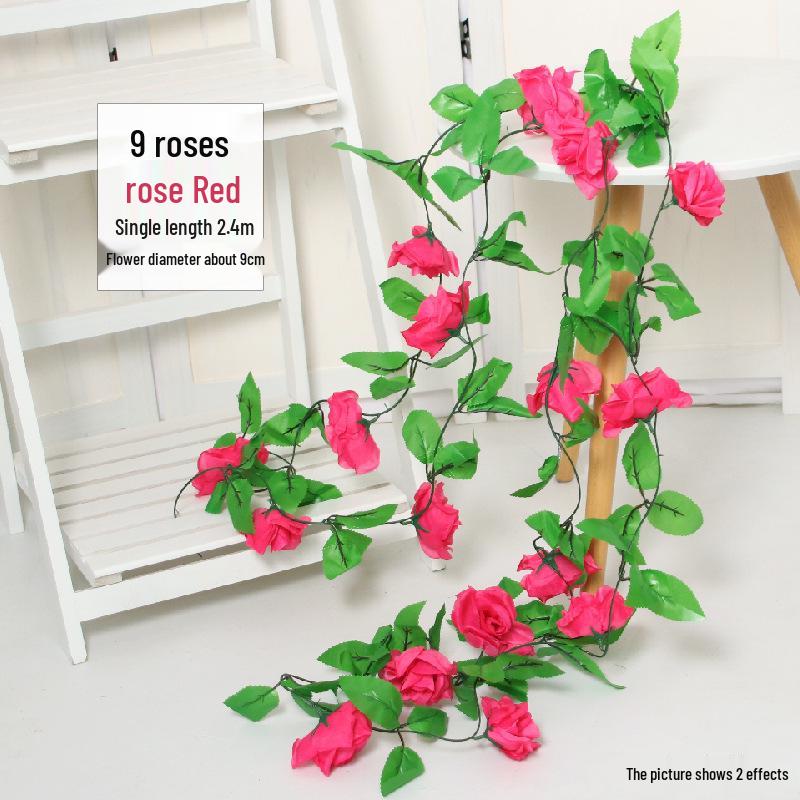 Artificial Rose Flower Vine for Indoor Decoration: Ceiling Hanging & Living Room Decor