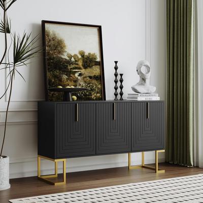 Sideboard Kommode with 3 Doors, Modern Kitchen Cabinet with Adjustable Shelf, Buffet Cabinet with Plenty of Storage Space, Simple Style