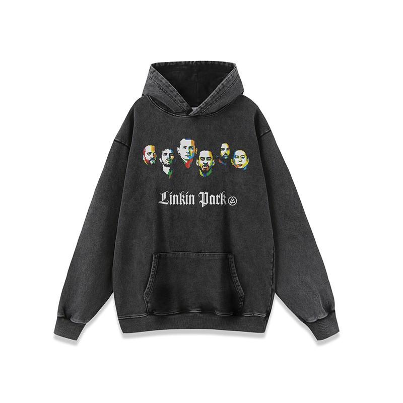 Mens Oversized Streetwear Hoodie With Vintage Rap Hip-Hop Graphic Print Cotton Sweatshirt