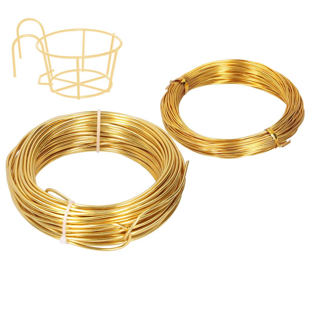 2 Rolls 1.0mm 2.0mm Aluminum DIY Jewelry Craft Making Wire Flexible Floral Jewelry Wire Gold