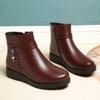 Short Boots, Autumn and Winter Cotton Shoes, Warm Boots, Women's Fleece-lined Leather Shoes, Middle-aged Women's Shoes