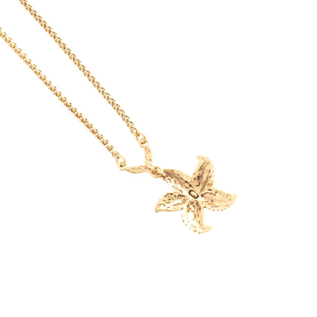 Light Luxury Copper Alloy Gold-Plated Rotating Starfish Necklace, Female Light Luxury Full Diamond Niche Design High-End Necklace