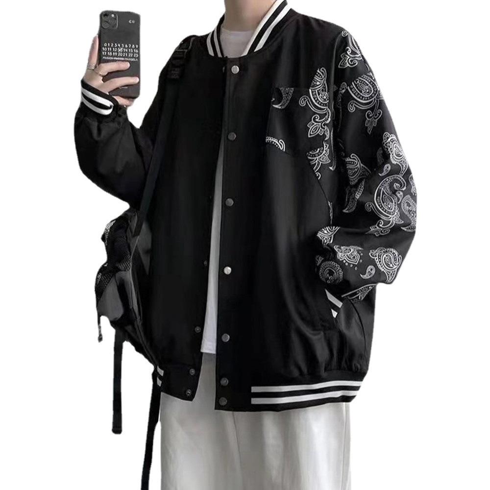 Men's Korean-Style Floral Jacket: Spring/Autumn Streetwear, Casual Baseball Outerwear