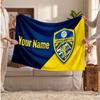 Leeds United Personalized Fleece Blanket With Football Logo, Custom Name Text Soft Warm Home Throw Blanket