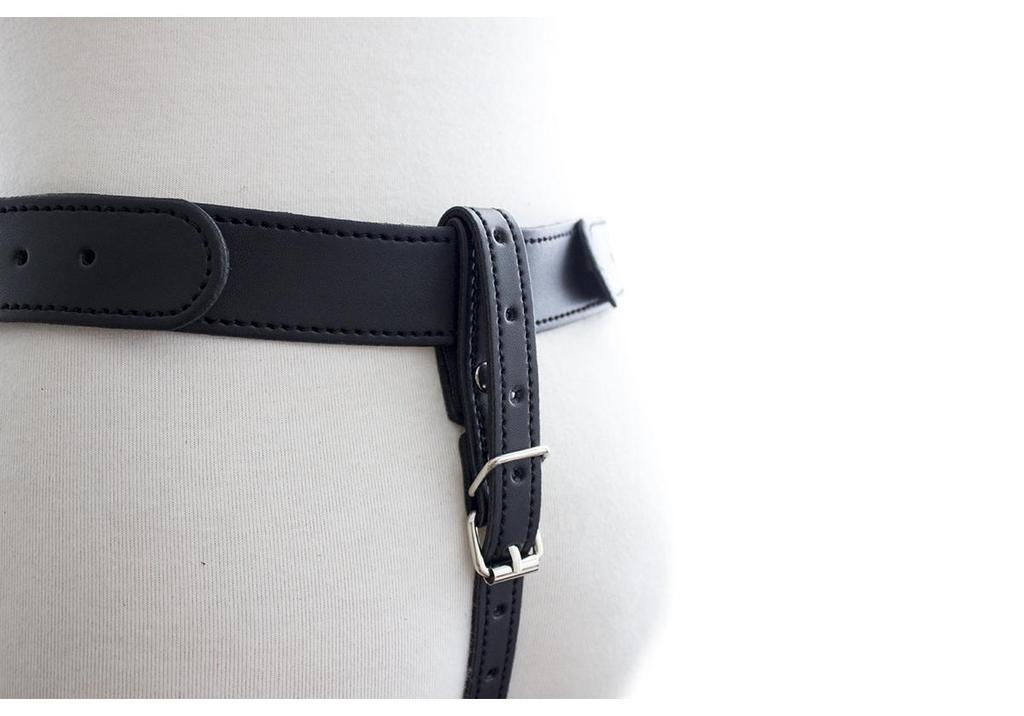 Adult Erotic Leather Restraint Pants with Vibrating Anal Plug for Couples