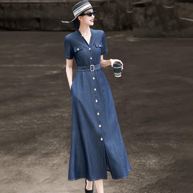 

Elegant Retro V-Neck A-Line Dress M
