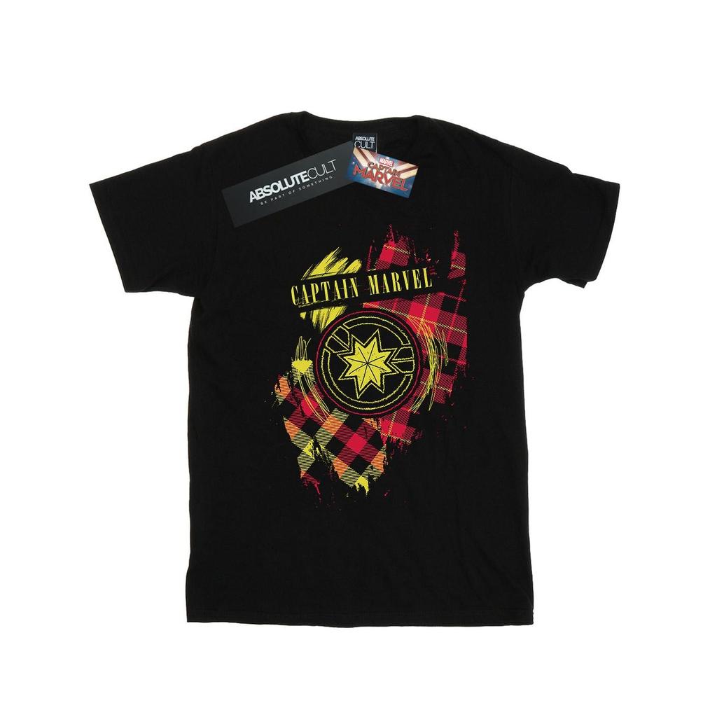 Marvel Mens Captain Marvel Tartan Patch T-Shirt