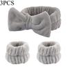 3pcs Adorable Bow Hair Band and Wristband Set, Soft Spa Headband for Washing Face, Makeup, Skincare, and Hair Styling