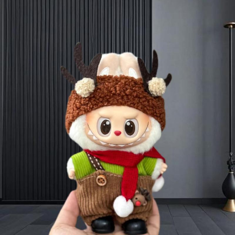 17cm Labubu Baby Doll Clothes Canvas Dress Changing Set Christmas New Year Outfit for 17cm Dolls