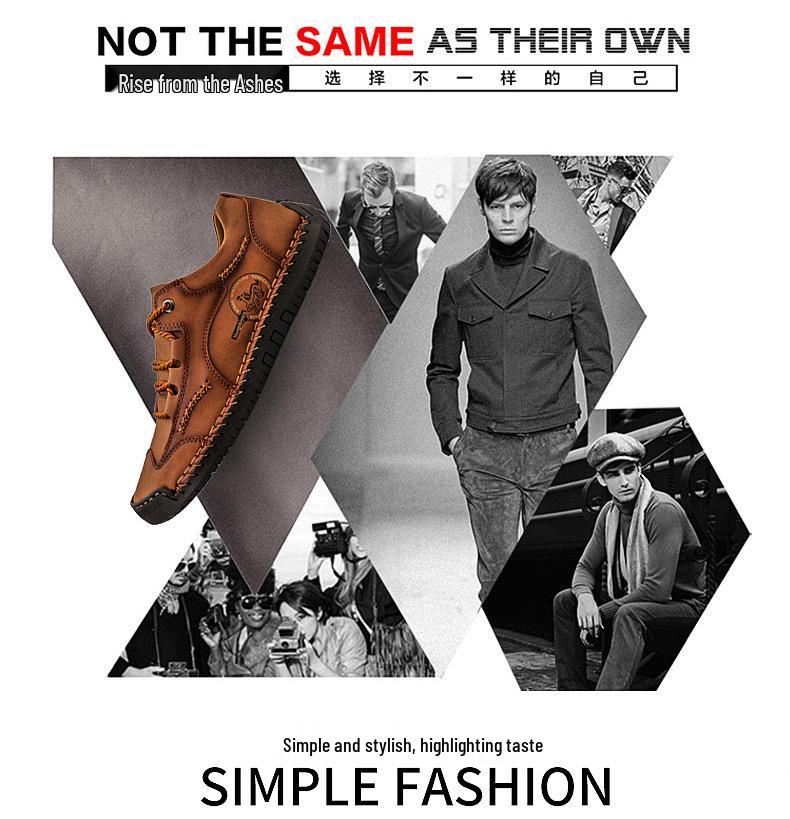 Men's Spring Plus Size Handcrafted Leather Casual Lace-up Shoes