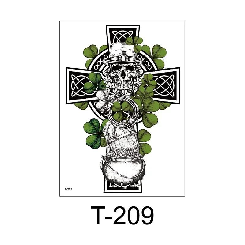 Clover Green Old Dwarf St. Patrick's Day Disposable Tattoo Sticker for Party In Arm Neck Leg Adult and Children Decora Graffiti