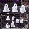 Halloween White Ghost Ornaments DIY Resin Craft Decor, Cute Miniature Statue for Home Tabletop, Spooky Party Decoration