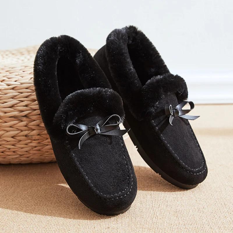 

2024 Женские зимние ботинки Теплые плюшевые бархатные ботильоны для снега Зимние кроссовки Удобная плоская хлопковая обувь для женщин Zapatos Mujer 41 чёрный