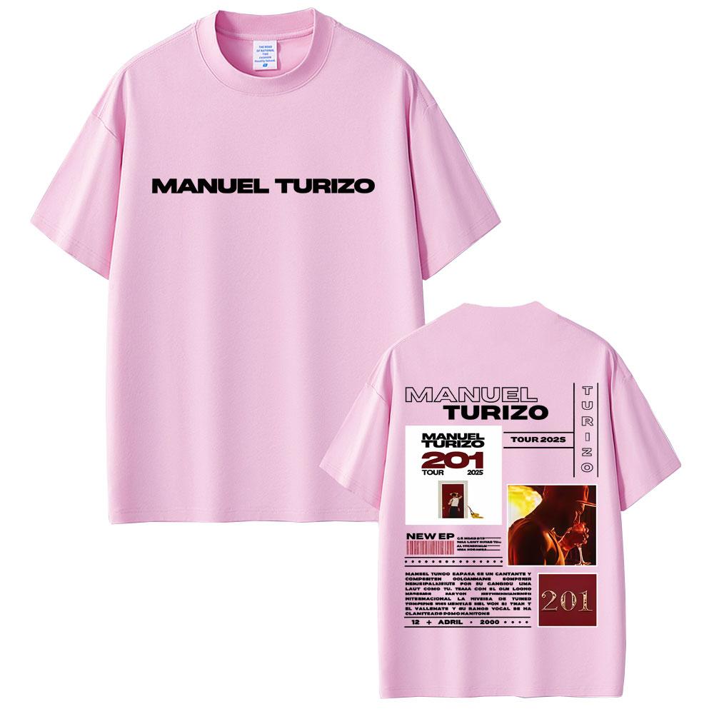 Rapper Manuel Turizo 201 Tour 2025 Tshirt Men Women Hip Hop Fashion Pop Music Tshirts Mens Casual Cotton Vintage T Shirt Tops