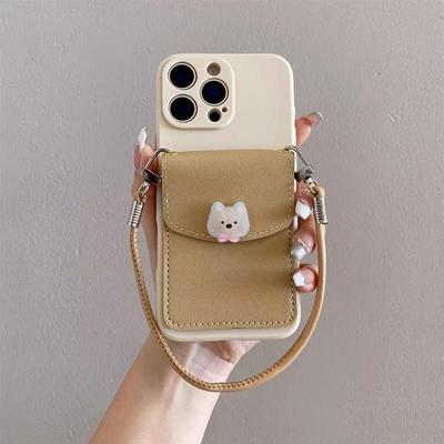 Little Bear Leather Crossbody Case for Apple iPhone 14/15 Plus/17 Pro Max