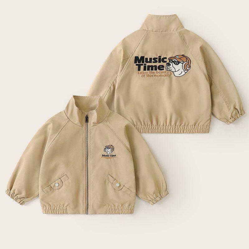 Boys  Baseball Jacket Spring and Autumn Style 2026 New Children s Clothing Spring and Autumn Kids  Toddler Baseball Jacket Trendy Khaki 120cm