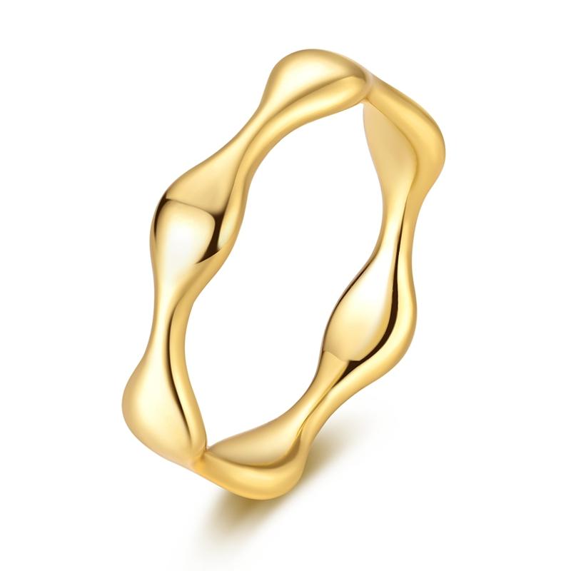 

925 Sterling Silver Golden Wavy Band Ring Minimalist Organic Wave Texture Stackable Ring Dainty Modern Jewelry Gift for Women 9